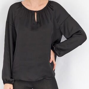 Vince Camuto NEW!! Elegant Black hammered satin Women's Top
